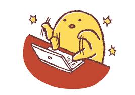 音を立ててキーボードを叩くゆるいひよこ イラストエッセイのaieku 漫画のデザイン 動物の落書き ひよこ