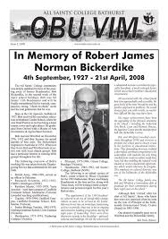 In Memory of Robert James Norman Bickerdike