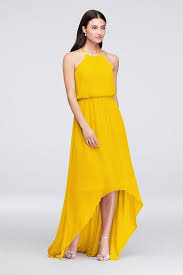 High Low Chiffon Halter Bridesmaid Dress David S Bridal Yellow Bridesmaid Dress Long High Neck Bridesmaid Dresses Yellow Bridesmaid Dresses