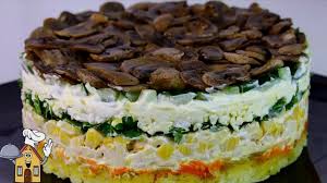 салат с курицей и грибами и огурцами и яйцами Griby Shampinony 250gr Ogurec Svezhij 1sht Yajca 4sht Zelen Ukrop Petrushka Kukuruza Konservirovannaya 150 200gr File Kur Idei Dlya Blyud Eda Nacionalnaya Eda