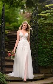 sheer wedding gown with side split
