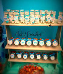 Candy Bar Baby Shower Baby Boy Mesa De Dulces Elefante Bebe Baby Shower Baby Shower Cakes Candy Bar