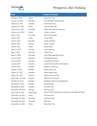 This calendar is primarily used by authors of ordines and other liturgical aids published to foster the celebration of the liturgy in our country, but may also be updated may 18, 2020 to add the optional memorial of saint faustina kowalska; Philippines Holidays 2021 In Pdf Word And Excel