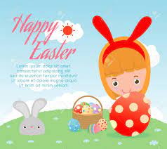 It's easter time and many people are searching for easter wishes, images, quotes, messages, pictures coloring pages the kids and parents everyone enjoys these holidays with their relatives or friends. Happy Easter Kids And Easter Eggs On Background Basket With Royalty Free Cliparts Vectors And Stock Illustration Image 55744550