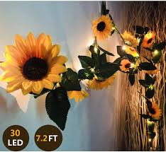 Our best selling sunflower home metal sign is now on sale! Amazon Com Fielegen 30 Led 7 2ft Artificial Sunflower Garland String Lights Sunflower Home Decor Battery Powered String Fairy Lights For Indoor Bedroom Wedding Birthday Party Holiday Garden Decor Warm White Home Improvement