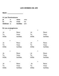 Er Verb Chart By Not So Foreign Language Resources Tpt