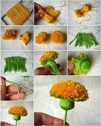 Diy Dandelion Pom Pom Yarn Diy Diy Wool Yarn Flowers