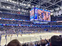 The tampa bay lightning shoot twice towards the net in front of sections 208 and 209. My First Hockey Game Tampa Bay Lightning Vs Ny Rangers Amalie Arena Nhl