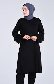 Buyuk Beden Penye Tunik 1550 01 Siyah Sefamerve