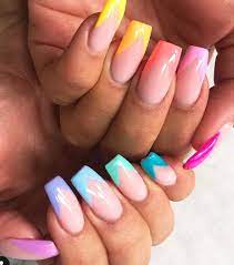 Check spelling or type a new query. Pastel Rainbow Long Colored French Tip Acrylic Nails Novocom Top