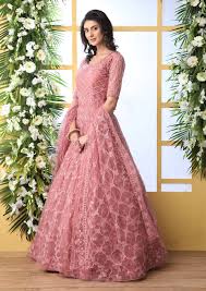 Dresses for girls,party dresses,wedding dresses,prom dresses,maybe the best dress websites for women. Buy Pink Thread Embroidered Net Party Wear Gown With Dupatta Online From Ethnicplus For 2 849 00