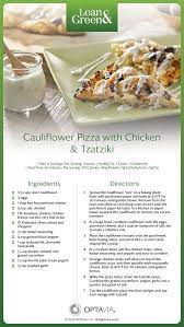 Pizza And Game Night Anyone Cauliflower Pizza With Chicken Tzatziki Is A New Lean Green Recipe That Combi Lean Protein Meals Medifast Recipes Lean Eating