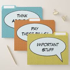 4 pics 1 word filing cabinet folder. Funny Comic Book Word Bubble Bill Paying Organizer File Folder Zazzle Com In 2021 Word Bubble File Folder Labels Folder Organization