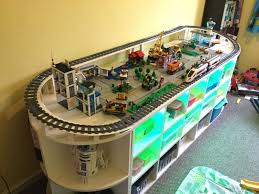 Diy Lego Table With Train Track And Storage Space For Toys Lego Table Diy Lego Table Lego Table With Storage
