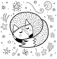 All rights belong to their respective owners. Cute Sleeping Fox Coloring Page Black And White Print With Funny Animals Stock Vector Image Art Alamy