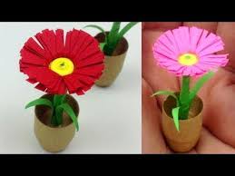 How To Make 3d Flower Pot With Paper Diy Quilling Miniature 3d Flower Pot Ezzy Crafts Diy Youtube Paper Flowers Paper Flowers Diy Flower Pots