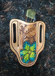 Custom cowboy leather knife sheaths with a floral pattern. Western Floral Custom Large Knife Sheath Pocket Knife Belt Sheath Pancake Knife Sheath Leather Knife Sheath Pattern Leather Craft Patterns Leather Tooling