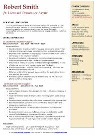 An insurance salesperson is responsible for selling different insurance products and. Licensed Insurance Agent Resume Samples Qwikresume