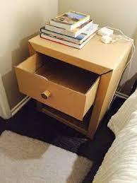 Diy Cardboard Bedside Table Night Stand Diy Diy Cardboard Furniture Cardboard Furniture Diy Nightstand