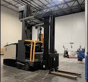 Crown Man Up Turret Truck. This forklift is made for extremely narrow aisle.
