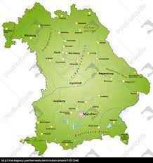 Bayern südöstlichstes bundesland von deutschland. Karte Von Bayern Als Ubersichtskarte In Grun Lizenzfreies Foto 10912540 Bildagentur Panthermedia