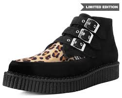 Black Leopard Vegan 3 Buckle Creeper Boot By T U K Tuk