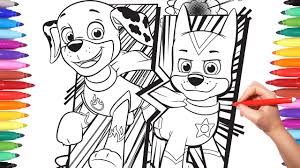 Free paw patrol printable colouring pages | extreme. Paw Patrol Super Pups Coloring Pages How To Color Chase Marshall Paw Patrol Colouring For Kids Youtube