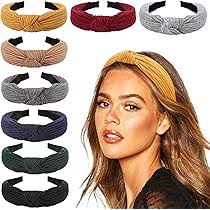 DRESHOW 8 Pack Knotted Headbands for Women Wide Turban Headband Yoga  Exercise Ribbing Hair Hoop Hair Bands Accessories, 8 Pack Ribbing A