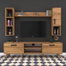 Rani A5 Duvar Rafli Kitaplikli Tv Unitesi Duvara Monte Dolapli Modern Ayakli Tv Sehpasi Ceviz M12 Mobilya Mobilya Tasarimi Oturma Odasi Tasarimlari