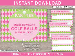 Golf tee puzzle hole pattern 1. Golf Guess How Many Game Template Pink Green Simonemadeit Parties
