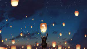Hd wallpaper iphone wallpaper cute wallpaper cool wallpaper find your perfect wallpaper and download the image or photo for free. Lantern Night Clouds Lights Anime Stars Hd Anime 4k Wallpapers Images Backgrounds Photos And Pictures
