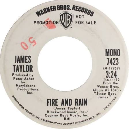 James Taylor - Fire And Rain [Mono] / Fire And Rain [Stereo] - Warner Bros.  - USA - 7423 - 7" Single - 45cat