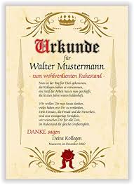 Er oder sie tritt in den ruhestand. Geschenk Urkunde Mehr Als 10 Angebote Fotos Preise