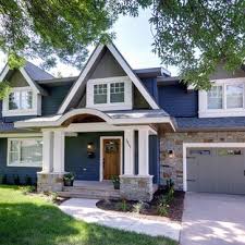 Loving this 2020 trend of dark exterior paint colors. Exterior Blue Gray Houzz