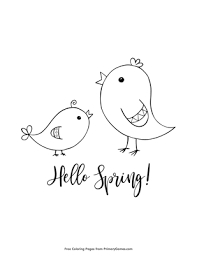 Hello spring coloring page black and white vector. Hello Spring Coloring Page Free Printable Pdf From Primarygames