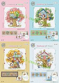 After your first set, try different color schemes. Amazon Com Four Seasons Tree House Sodastitch Cross Stitch 4 Patterns Arts Crafts Sewing