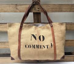Sac Cabas Toile De Jute Cuir Inscription Sacs A Main Par L Atelier De Kadistu Sac Cabas Toile Sac Toile De Jute Sac Cabas