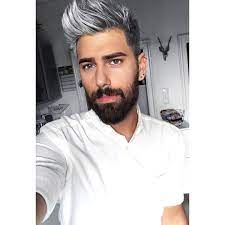 Long Stubble With Top Spike Hair Silver Hair Men Grey Hair Men Men Hair Color