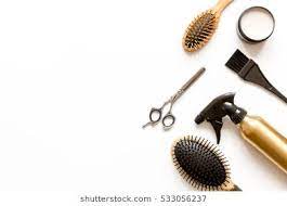 Combs And Hairdresser Tools On White Background Top View Hairstylist Branding Beauty Saloon Hair Salon