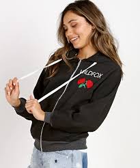 Wildfox Wild Rose Zip Hoodie Black