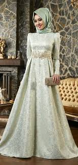 Kuyruklu Brokar Abiye Elbise Mint Hijabista Fashion Muslim Dress Muslimah Dress