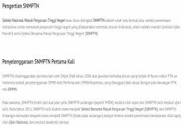 We did not find results for: Snmptn Seleksi Nasional Masuk Perguruan Tinggi Negeri Penjelasan