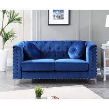 ★ price sale ★ ikner coffee table by mercer41 searching for best deals prices sale, check our reviews before you buy! Mercer41 Caire 62 Velvet Square Arm Loveseat In 2021 Love Seat Nailhead Sofa Blue Loveseat