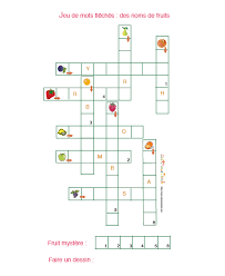 Jeu Gratuit A Imprimer Mots Fleches Des Noms De Fruits Tete A Modeler