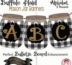 Black And White Buffalo Plaid Bulletin Board Border Buffalo Plaid Banner Or Pennants Farmhouse Classroom Decor Mason Jars Classroom Walls Classroom Decor Classroom