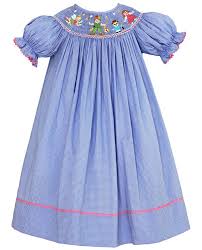 Anavini Girls Periwinkle Blue Gingham Smocked Peter Pan