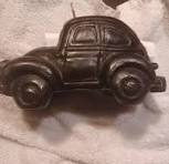 Kaars VW kever (Volkswagen), één zwarte en één oranje beschikbaar, massieve  was met één lont, vintage maar nieuwe/oude voorraad, uniek, zeldzaam, ...