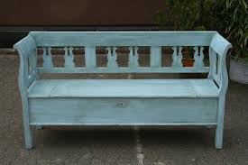Biedermeier Truhen Bank Sitzbank Vintage Blau Weichholz Bank Truhe Kommode Outdoor Dekorationen Bank Truhe