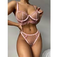 Conjunto de ropa interior de lencería sexy transparente de malla Conjunto  de lencería sensual para mujeres Sujetadores porno Conjunto de calzoncillos  Ver a través de conjuntos de lencería erótica-Rosa,M : Amazon.com.mx: Ropa,