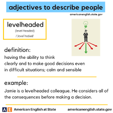 Adjectives To Describe People Levelheaded Adjectives To Describe People English Vocabulary English Adjectives